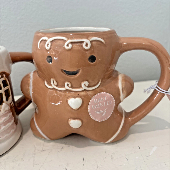 Gingerbread Man And Gingerbread House Christmas Mugs Peppermint And Pine - 2 - Picture 2 of 5